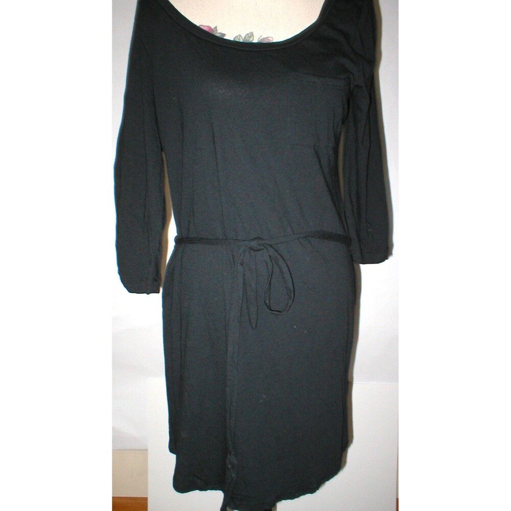 New Womens Banana Republic Black Dress Sleeve M Knee Length Belt LS Work Modal